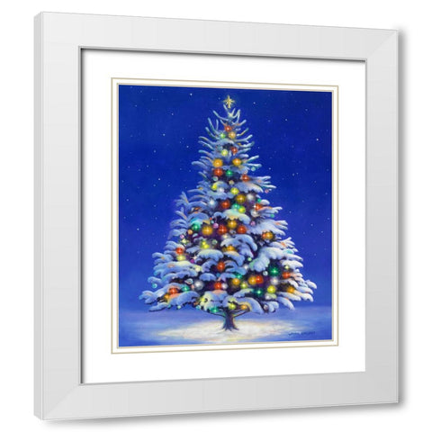 Christmas Tree White Modern Wood Framed Art Print with Double Matting by Zaccheo, John