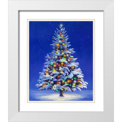 Christmas Tree White Modern Wood Framed Art Print with Double Matting by Zaccheo, John