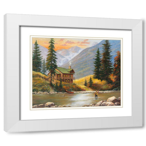 Fly Fisherman White Modern Wood Framed Art Print with Double Matting by Zaccheo, John