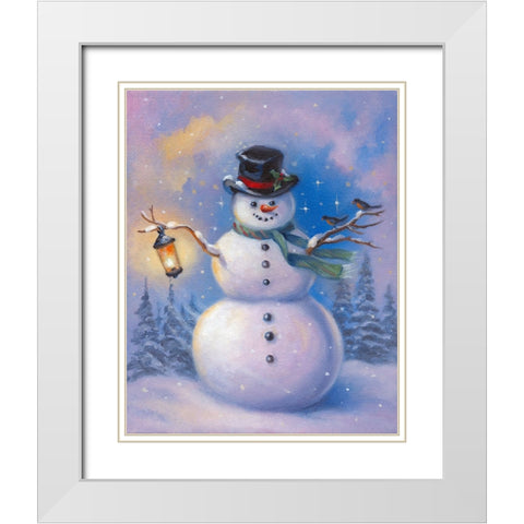 Snowman White Modern Wood Framed Art Print with Double Matting by Zaccheo, John