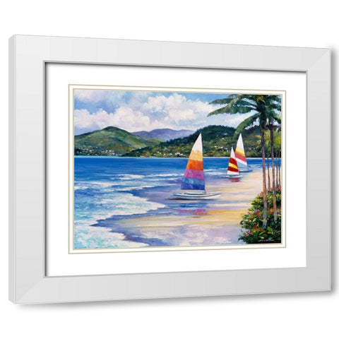 Seaside Sails White Modern Wood Framed Art Print with Double Matting by Zaccheo, John
