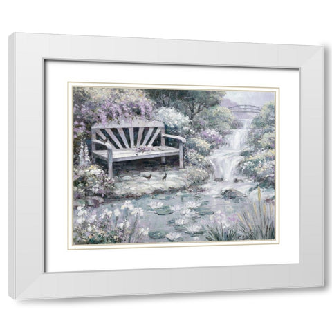 Park Bench White Modern Wood Framed Art Print with Double Matting by Zaccheo, John