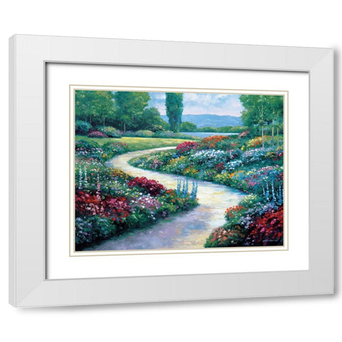 Lakeside Path White Modern Wood Framed Art Print with Double Matting by Zaccheo, John