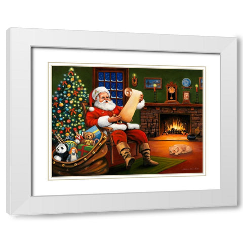 Checking his List White Modern Wood Framed Art Print with Double Matting by Zaccheo, John