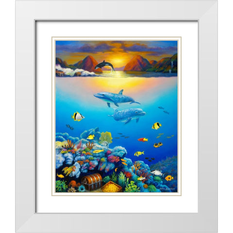 Seascape White Modern Wood Framed Art Print with Double Matting by Zaccheo, John