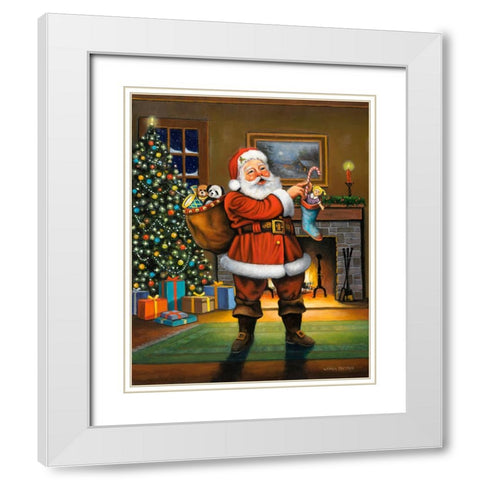 Stuffing the Stockings White Modern Wood Framed Art Print with Double Matting by Zaccheo, John