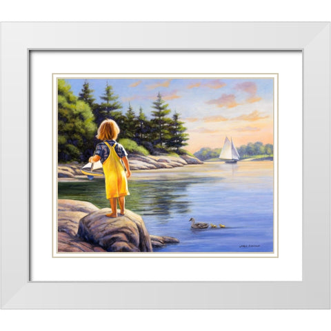 Boy and His Boat White Modern Wood Framed Art Print with Double Matting by Zaccheo, John