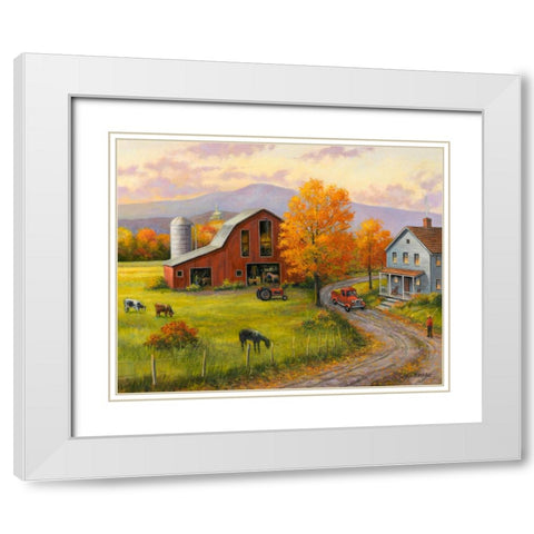 Fall on the Farm White Modern Wood Framed Art Print with Double Matting by Zaccheo, John