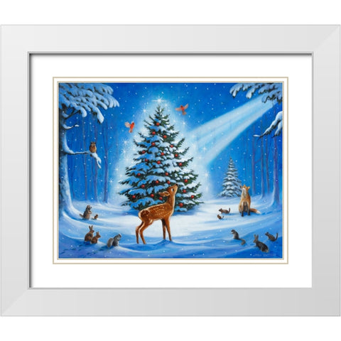 Woodland Christmas White Modern Wood Framed Art Print with Double Matting by Zaccheo, John