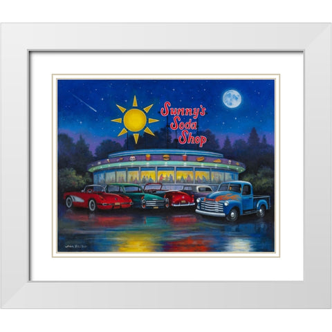 Sunnys Soda Shop White Modern Wood Framed Art Print with Double Matting by Zaccheo, John