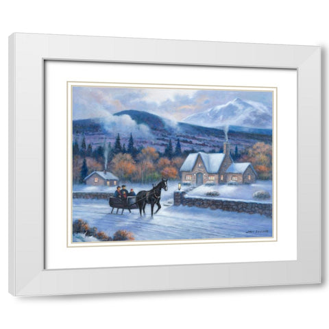 Sleighride Home White Modern Wood Framed Art Print with Double Matting by Zaccheo, John