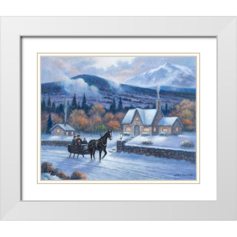 Sleighride Home White Modern Wood Framed Art Print with Double Matting by Zaccheo, John