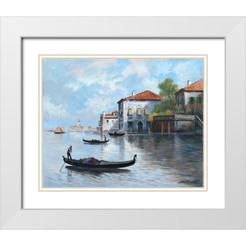 Gondolas White Modern Wood Framed Art Print with Double Matting by Zaccheo, John