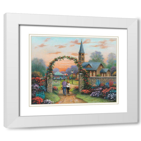 Sunday Gathering White Modern Wood Framed Art Print with Double Matting by Zaccheo, John