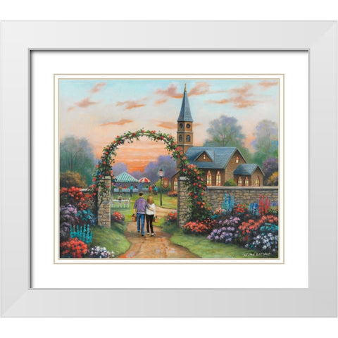 Sunday Gathering White Modern Wood Framed Art Print with Double Matting by Zaccheo, John