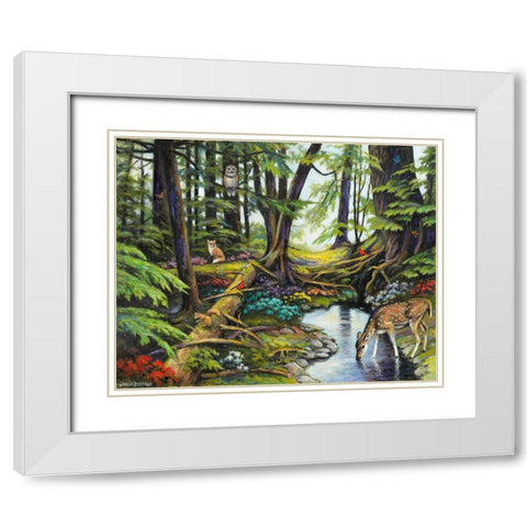Forest Gathering White Modern Wood Framed Art Print with Double Matting by Zaccheo, John