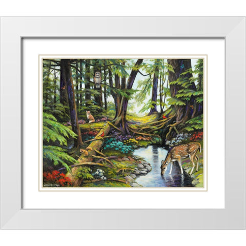 Forest Gathering White Modern Wood Framed Art Print with Double Matting by Zaccheo, John