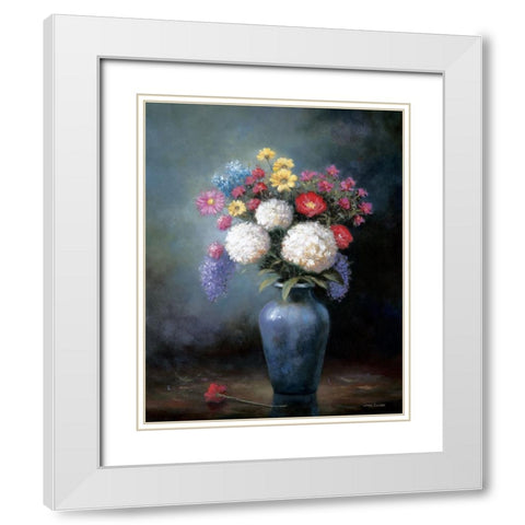 Floral C White Modern Wood Framed Art Print with Double Matting by Zaccheo, John