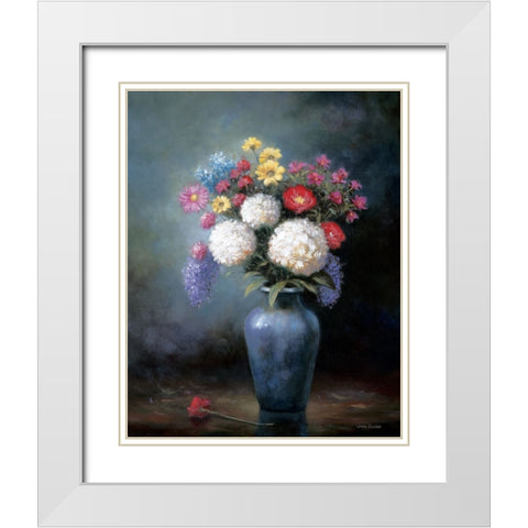 Floral C White Modern Wood Framed Art Print with Double Matting by Zaccheo, John
