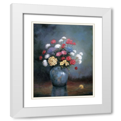 Floral D White Modern Wood Framed Art Print with Double Matting by Zaccheo, John