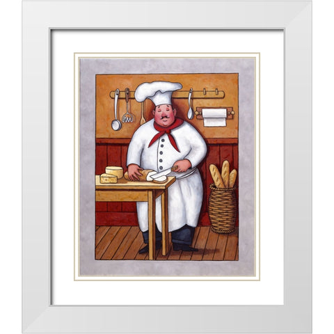 Chef 3 White Modern Wood Framed Art Print with Double Matting by Zaccheo, John