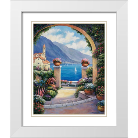Mediterranian Archway White Modern Wood Framed Art Print with Double Matting by Zaccheo, John