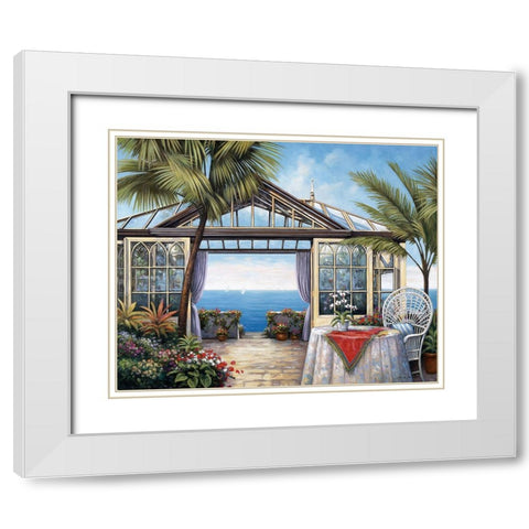Ocean View White Modern Wood Framed Art Print with Double Matting by Zaccheo, John