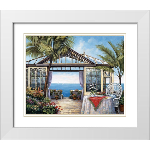 Ocean View White Modern Wood Framed Art Print with Double Matting by Zaccheo, John