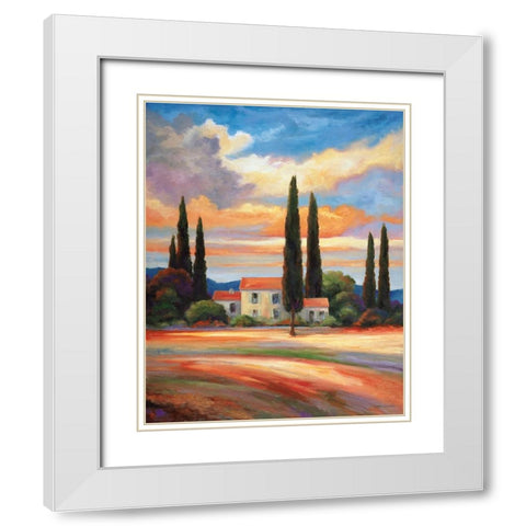 Sunset In Provence White Modern Wood Framed Art Print with Double Matting by Zaccheo, John