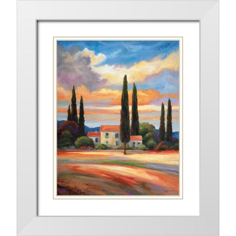 Sunset In Provence White Modern Wood Framed Art Print with Double Matting by Zaccheo, John