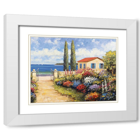 Coastal Garden Walk White Modern Wood Framed Art Print with Double Matting by Zaccheo, John