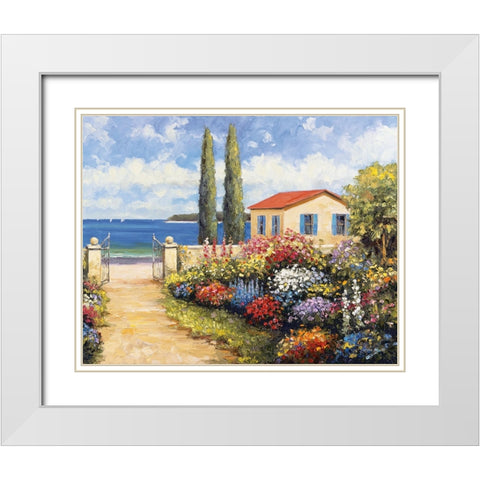 Coastal Garden Walk White Modern Wood Framed Art Print with Double Matting by Zaccheo, John