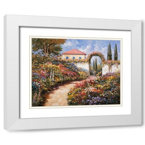 Garden Walk White Modern Wood Framed Art Print with Double Matting by Zaccheo, John