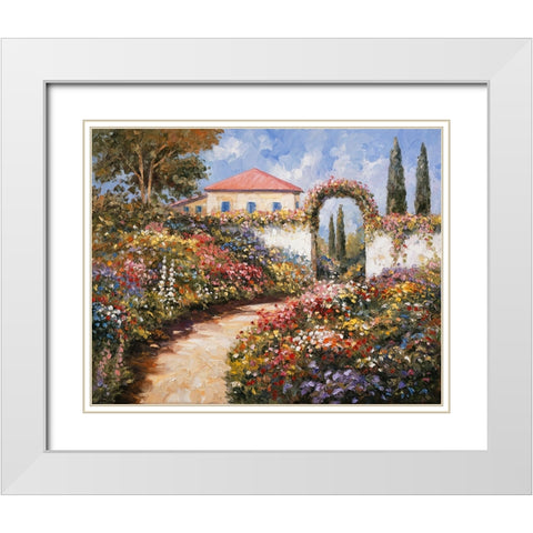 Garden Walk White Modern Wood Framed Art Print with Double Matting by Zaccheo, John