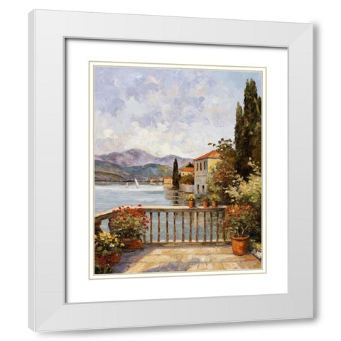 Lake Lugono White Modern Wood Framed Art Print with Double Matting by Zaccheo, John