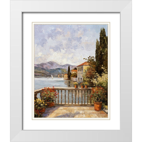 Lake Lugono White Modern Wood Framed Art Print with Double Matting by Zaccheo, John