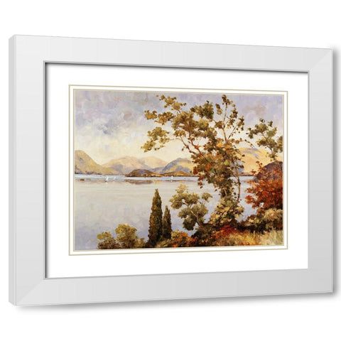 Twilight On Bellagio White Modern Wood Framed Art Print with Double Matting by Zaccheo, John