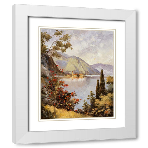 Lake Como White Modern Wood Framed Art Print with Double Matting by Zaccheo, John