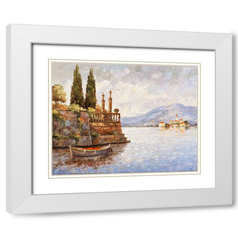 Evening Light On Lake Como White Modern Wood Framed Art Print with Double Matting by Zaccheo, John