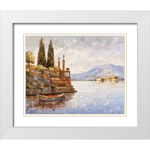 Evening Light On Lake Como White Modern Wood Framed Art Print with Double Matting by Zaccheo, John