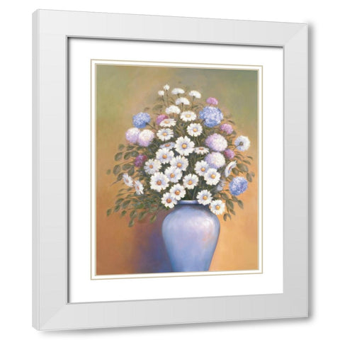 Florals 1 White Modern Wood Framed Art Print with Double Matting by Zaccheo, John