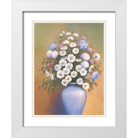 Florals 1 White Modern Wood Framed Art Print with Double Matting by Zaccheo, John