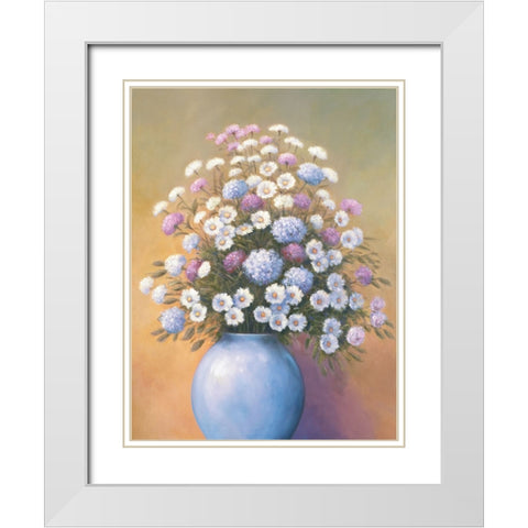 Florals 2 White Modern Wood Framed Art Print with Double Matting by Zaccheo, John