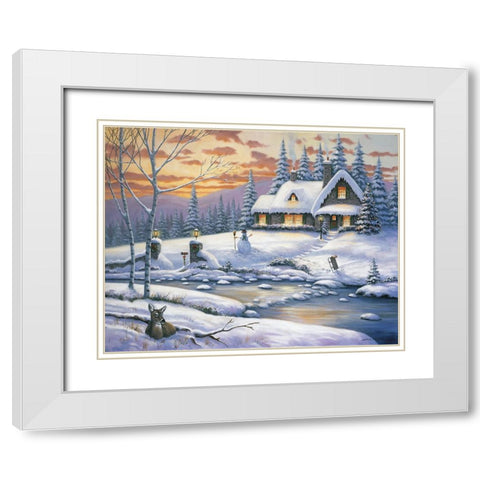 Winter Retreat White Modern Wood Framed Art Print with Double Matting by Zaccheo, John