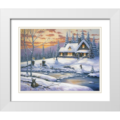 Winter Retreat White Modern Wood Framed Art Print with Double Matting by Zaccheo, John