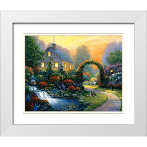 Serenity White Modern Wood Framed Art Print with Double Matting by Zaccheo, John