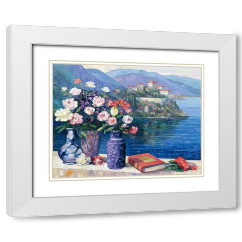 Mediterranian Scene White Modern Wood Framed Art Print with Double Matting by Zaccheo, John