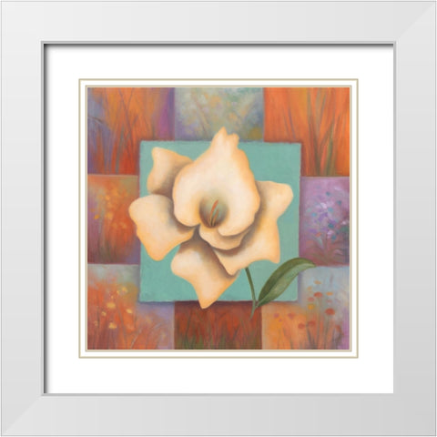 White Patchwork White Modern Wood Framed Art Print with Double Matting by Zaccheo, John