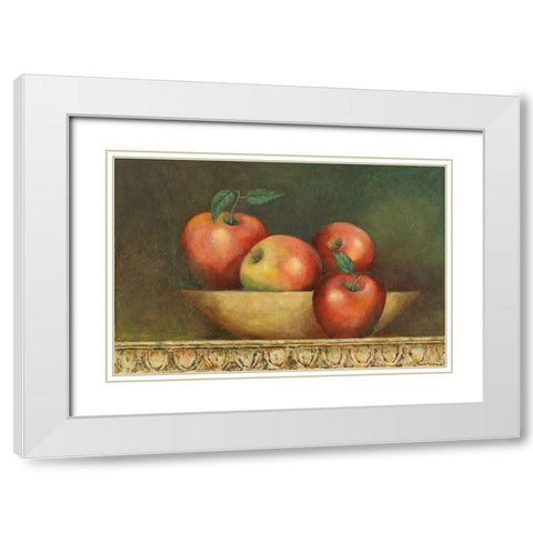 Red Apple Still Life White Modern Wood Framed Art Print with Double Matting by Zaccheo, John