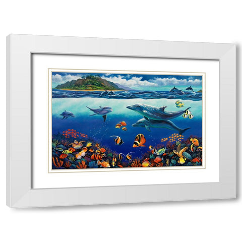 Reef Serenade White Modern Wood Framed Art Print with Double Matting by Zaccheo, John